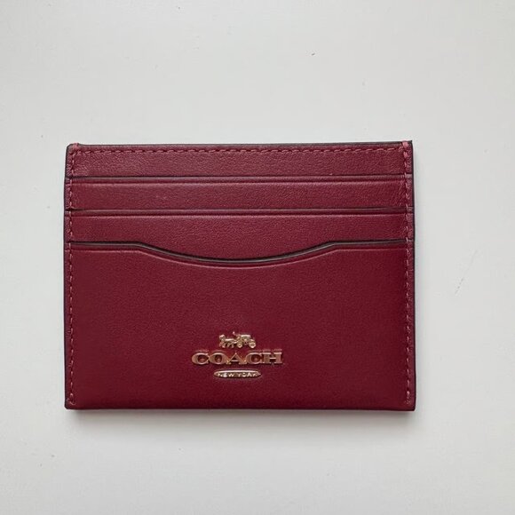 Coach Slim ID Card Holder Dark Ruby - Picture 1 of 4